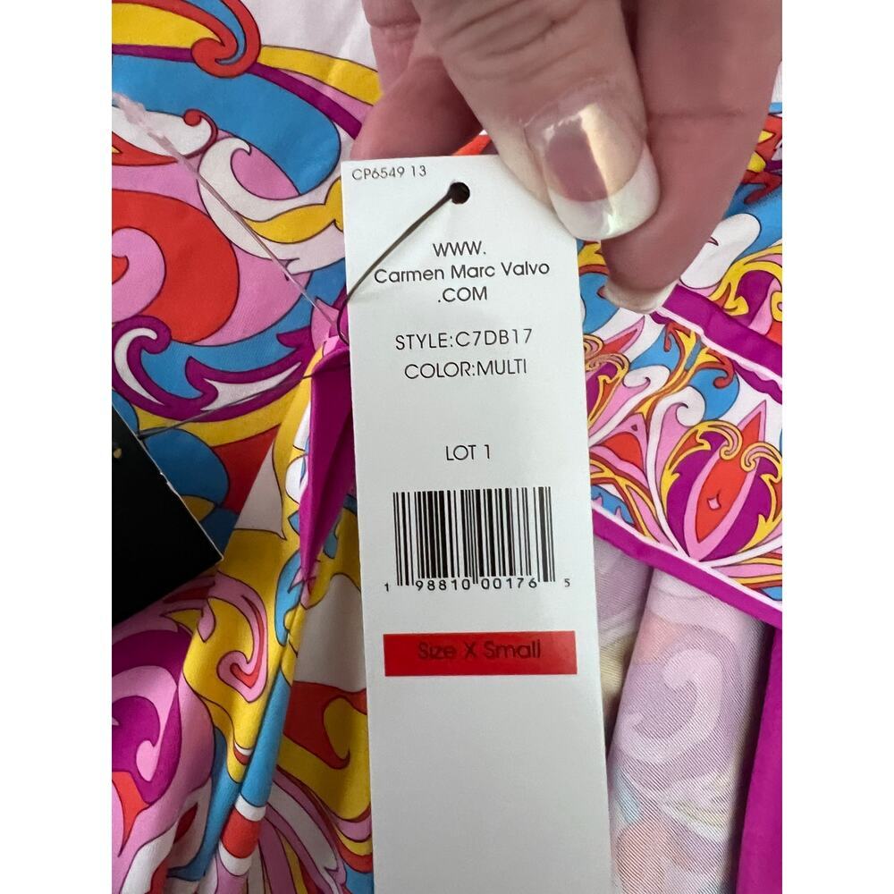 Carmen Marc Valvo Swim Cover-Up Dress XS NWT Colorful Paisley Print - Picture 4 of 5